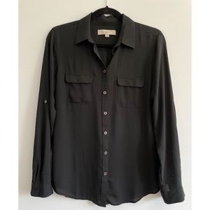 loft black button-down blouse